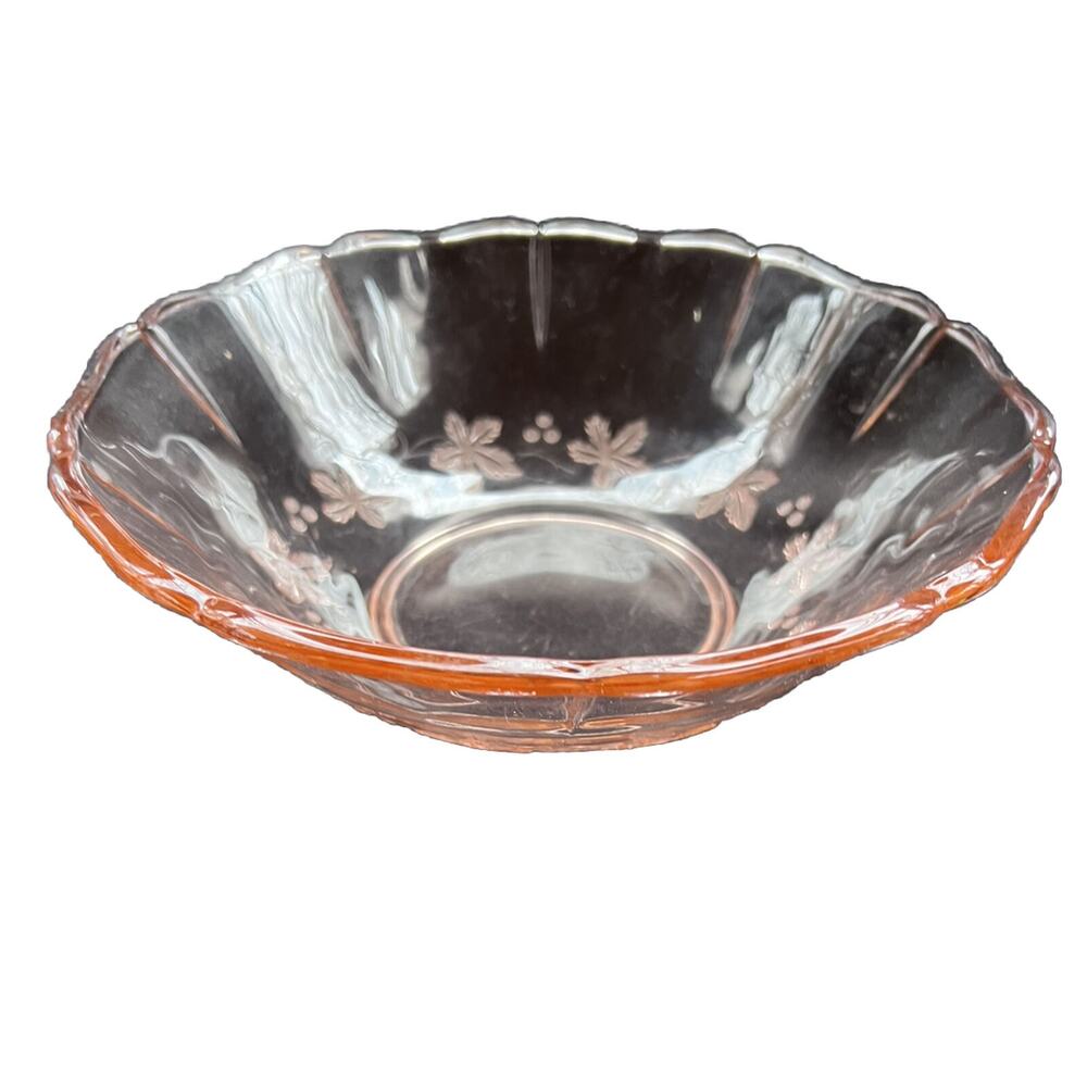 Vintage Pink Depression Glass Serving Bowl